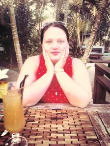 Enjoying a cocktail on my birthday at the Mangoes Restaurant and Bar